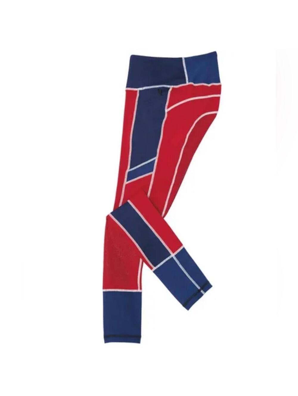Dover Saddlery Stride Red Color-Block Full-Seat Mesh Tight Riding Breeches | YXL
